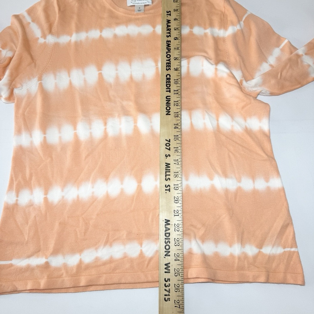 CJ Banks Peach Tie Dye Lightweight Knit Tunic Top 3/4 Sleeve Size 1X Casual - Picture 7 of 8